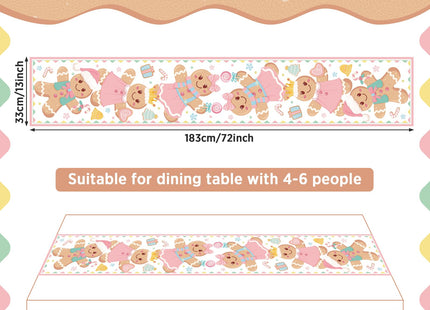Unittype Christmas Pink Gingerbread Table Runner, 13 x 72 Inch
