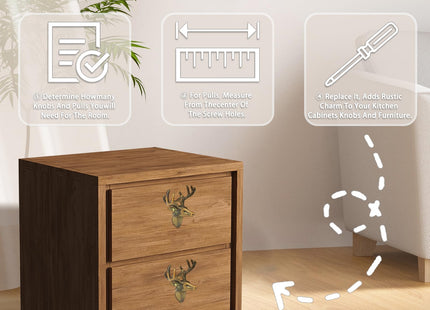 SGYUNQ Deer Cabinet Knobs, Animal Drawer Knobs for Dresser Drawers, Cabinet Knob Pulls for Wardrobe Cupboard Home Kitchen Decorative, 4PCS