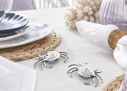 Mud Pie Crab Salt and Pepper Shaker Set, Silver 3 1/2" x 2 1/2"