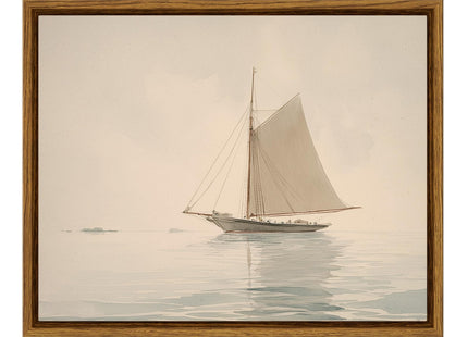 VIYYIEA Framed Wall Art, White Sailboat Seascape Watercolor, 8x10