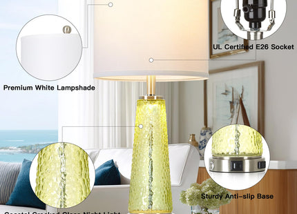 26" Tall Coastal Table Lamps for Living Room, Bedside Lamp for Nightstand