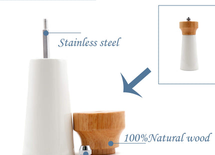 Wooden Salt and Pepper Grinder Set, Sustainable Cherry Wood, Elegant Lighthouse Sea Salt Grinder and Black Pepper Mill Set for Seasoning, Cooking, Dining -By Tessie & Jessie (6“+8”)