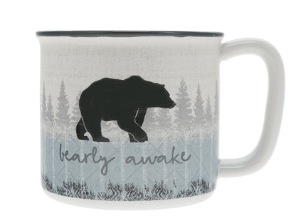 Pavilion Gift Company - Bearly Awake - 17 Oz Coffee Mug Tea Cup Woodland Hiking Camping Bear Cabin Woods Lodge Gift Outdoorsy Present