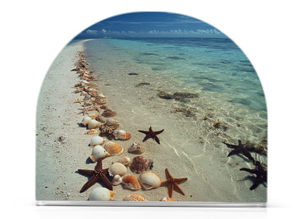 YNNALE Beach Starfish Shells Conches Napkin Holder for Table Acrylic Cocktail Napkin Holders Decorative Tissue Dispenser Vertical Napkin Holder for Home Decor Kitchen Dining
