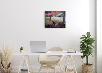 Stupell Industries Log Cabin Autumn Foliage, 16 x 20 Inch Canvas Wall Art