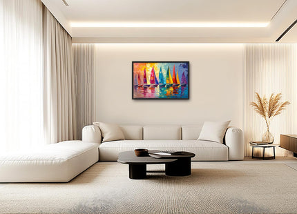 Trulave Large Beach Sailboat Canvas Wall Art for Living Room 36''x24''