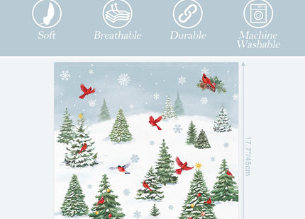 Arquiel Winter Cardinal Pine Tree Cloth Napkins Set of 4, 100% Cotton