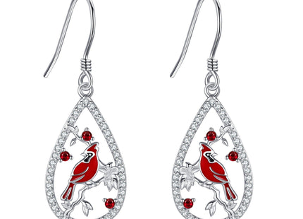 URONE Cardinal Earrings Sterling Silver Red Cardinal Dangle Earrings Cardinal Bird Jewelry Gifts for Women