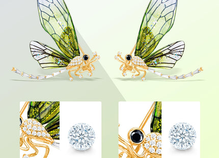 KZQtriid Brooches For Women ，Cubic Zirconia Dragonfly Brooch Pins For Women ，Dragonfly Broach ，Cubic Zirconia Broach
