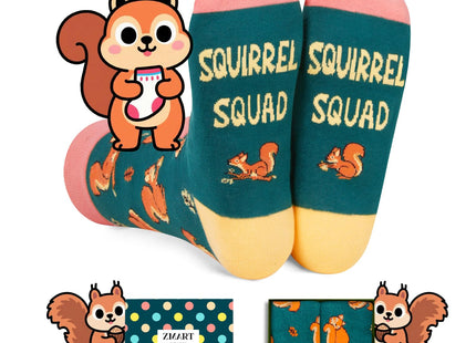 Zmart Funny Squirrel Socks - Squirrel Squad Gift Box for Women Men