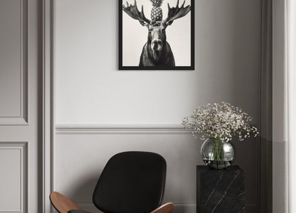 aj decor Moose Kitchen Unframed Wall Art Print Poster, Black and White Animal Dining Room Restaurant Chef Farmhouse Food Painting 226 (Moose, 24 x 36 inches, Unframed)