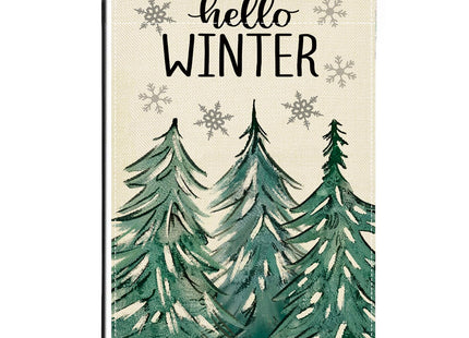 Artofy Hello Winter Pine Tree Small Decorative Garden Flag