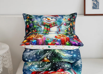 Erosebridal Cute Snowman Bedding Set Twin Winter Christmas Tree Comforter Set Ball Bedding Comforter Sets for Kids Boys Girls,Xmas Festival Pine Tree Snowflake Quilt Duvet