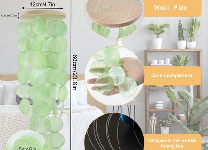 WeDoSoy Wind Chimes for Outside, Handcrafted Green Capiz Shells Windchime