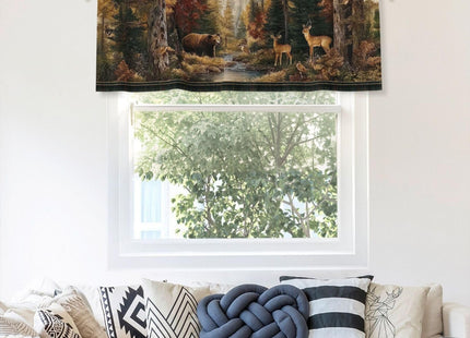 VeySlHio Woodland Deer Curtain Valance 54x18 Inches Window Treatment Rod Pocket Valance for Kitchen Bathroom Bedroom
