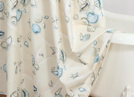 BESTRIPES Extra Long Fabric Shower Curtain, Beige Beach Coastal Seashell Shower Curtains for Bathroom, 72" W x 84" H