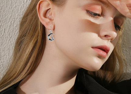 Flpruy Fox Earrings 925 Sterling Silver Crescent Moon Fox Leverback Earrings Halloween Earrings Fox Jewelry for Women Gifts for Fox Lovers