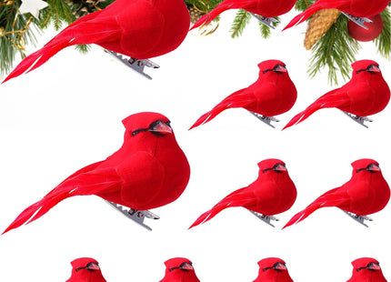 JOICEE 12 Pcs Cardinal Red Birds for Crafts Mini Artificial Cardinal Decor