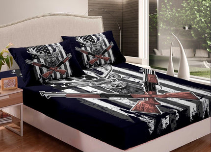 Erosebridal Deer Sheet Set American Flag Bedding Twin Size Hunting Theme Bed Sheets Western Rustic Farmhouse Decor Fitted Sheet Wild Animal Elk Print Flat Sheet USA Flag Sheets 3 Pcs