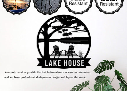 Personalized Lake House Metal Sign, Custom Lake House Name Sign, Camping Metal Decor, Front Porch Decor, Forest Cabin, Cabin, Villa, Fire Pit