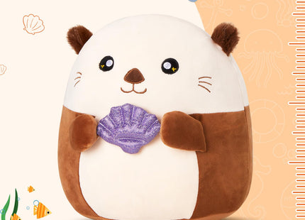 Glow Guards 12” Sea Otter Plush with Fuzzy Ears, Cute Otter Stuffed Animal, Kawaii Otter Plush Toys with Glitter Purple Seashell, Otter Toys Gift