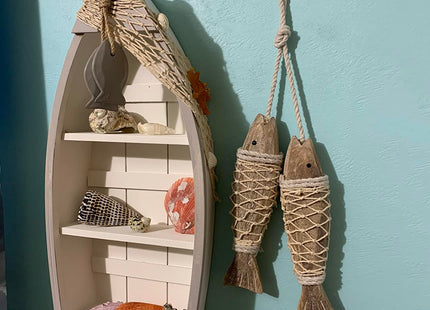 Antique Wood Fish Nautical Decor Decorative Hanging Fish Ornament