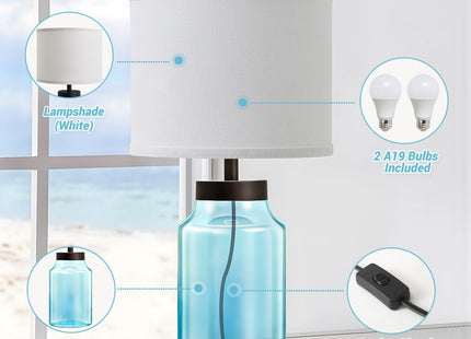 GyroVu Coastal Fillable Table Lamps, Bedside Lamps Set of 2 for Home Decor