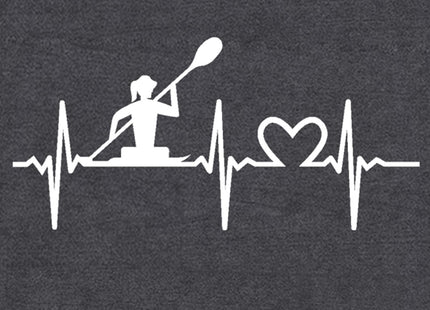 sallrue Kayaking Shirts for Women Kayak Kayaker Heartbeat Tshirts Nautical Boat Canoe Lover Tee Tops Grey