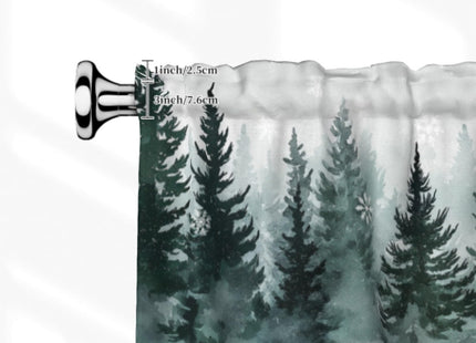Granbey Pine Tree Valances for Windows - Misty Green Forest Kitchen Valances Winter Snowflake Valance Curtain with Rod Pocket for Kitchen Dining Room Home Decor 54 x 18 Inches, 1 Panel