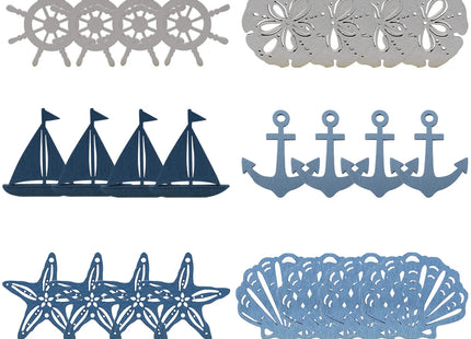 yueton 48 PCS Wooden Ocean Decoration Ornaments,Nautical Wooden Cutouts Crafts,Nautical Wood Cutout for House and Theme Parties Decoration