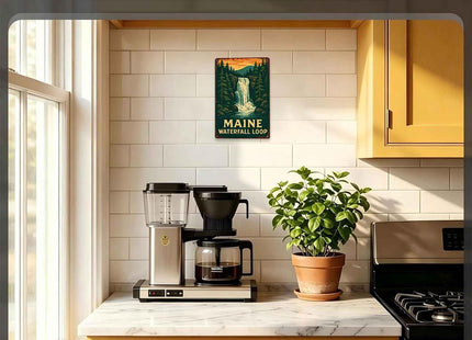 Vintage Maine Waterfall Loop Metal Signs 8X12 In