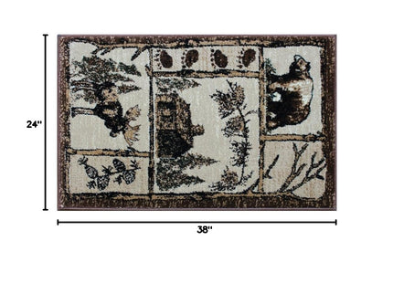 Masada Rugs, Bear Cabin Moose Area Rug (2 Feet x 3 Feet 2 Inch) Mat.