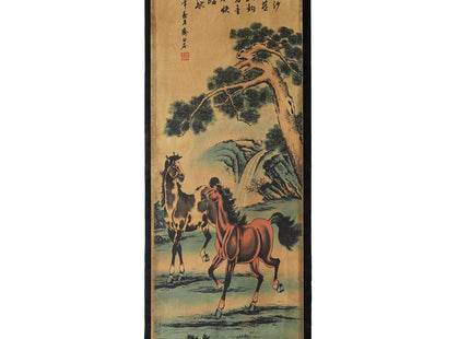Wall Art Poster Prints Paintings, Hanging Paper Scroll Decor Ready to Hang Horse Animal Pine Tree,for Home Office Restaurant (K3)