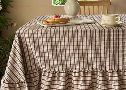 NSNLGSGC Mocha Plaid Gingham Tablecloth Rectangle 52"x70"