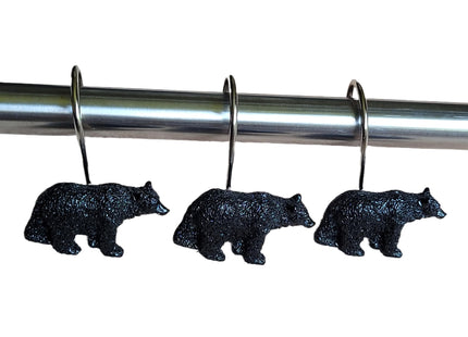 Twofishes Black Bear Lodge Shower Curtain Hooks Set of 12 Black Bear Lodge Shower Curtain Rins Set of 12