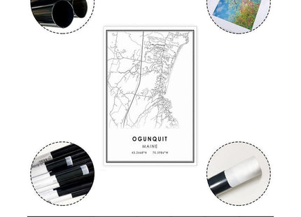 ZCXH Ogunquit Maine Map Canvas Poster Bedroom Decor Landscape Office Room Decor Gift Unframe-style08x12inch(20x30cm)