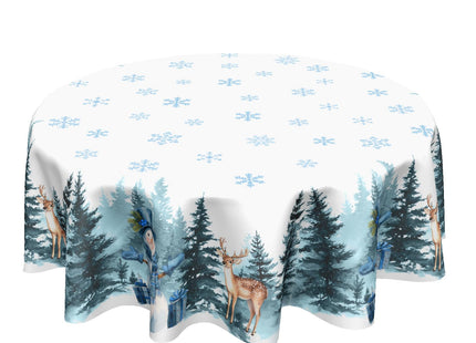 ABSOP Blue Winter Round Tablecloth Christmas Snowflake Pattern 60 Inch