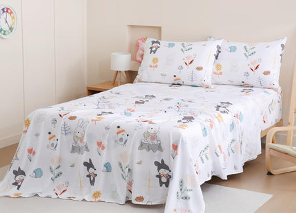Yibeizi Woodland Animals Sheet Set Twin Kids Forest Camper Themed Bedsheets
