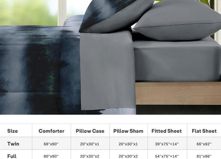 Nesker Twin Comforter Set with Sheets, 5 Pieces Pine Tree Bedding