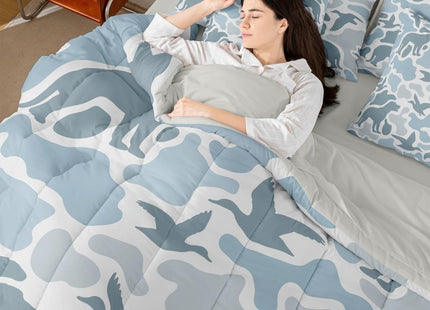 Feelyou Kids Camo Hunting Comforter Set with Sheets King Size 7 Piece for Boys Teens,Camouflage Duck Dog Hunters Bedding Set Farmhouse Rustic Cabin Bed Set Blue