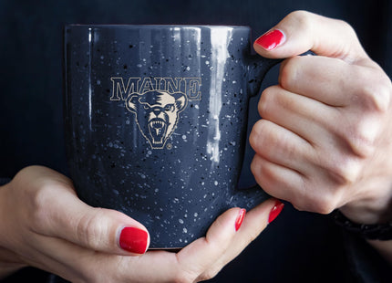 Rico Industries NCAA Maine Black Bears Primary 16 oz Team Color Laser Engraved Speckled Ceramic Coffee Mug