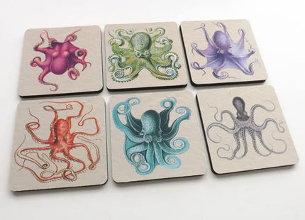Octopus Tentacles Drink Coasters 3.5 inch Neoprene or Hardboard Nautical Gift Sea Ocean Beach Rustic Home Decor