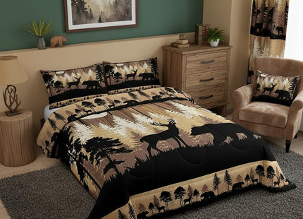 Feelyou Rustic Bear Deer Comforter Set Queen for Kids Boys Girls Bedding