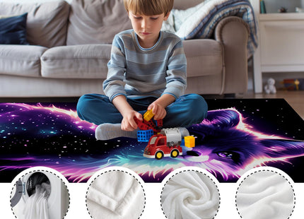 GNEW Fox Blanket for Girls, Cute Galaxy Fox Throw Blankets, Kawaii Fox Gifts for Girls Boys Kids Baby, Fox Lovers Gifts Blanket, Cute Fox Decor, Purple Black Hot Pink Sparkle Starry Stars,80"x60"