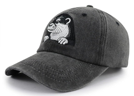 Peeking Otter Hats for Men Women, Sea Otter Birthday Decorations Baseball Cap, Cute Bank Beaver Decor, Christmas Animal Themed Gifts for Daddy ‌Mommy Black