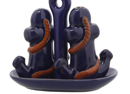 Ceramic Salt & Pepper Shakers Collectors Kitchen Décor with Tray - Anchor