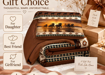 CCoutueChen Western Horse Comforter Set Twin, Rustic Cabin Lodge Bedding