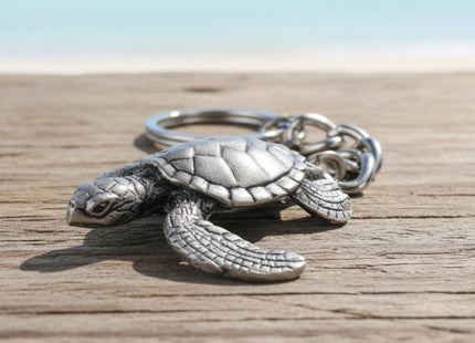 Big Blue by Roland St John Turtle Keychain for Men and Women - Sea Turtle Charm Gift for Turtle Lovers Turtle Keyring Turtle Key Fob Sea Life Key Chain Gifts for Scuba Divers Turtle Lanyard