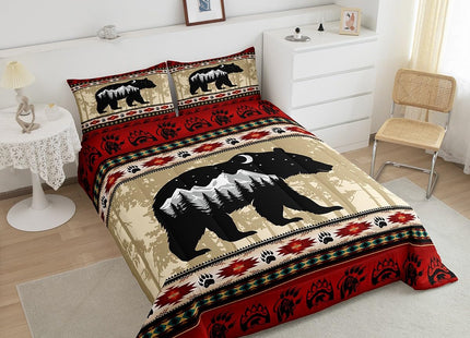 Erosebridal Western Bedding Sets Full Dream Catcher Quilt for Kids Child Boys Girls,Abstract Black Bear Comforter Set Bohemia Aztec Duvet Insert,Galaxy Sun and Moon Wild Animal Room Decor,Red Black