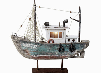 Wood Sailboat Nautical Decor with LED Light Decorative Sailing Boat Model